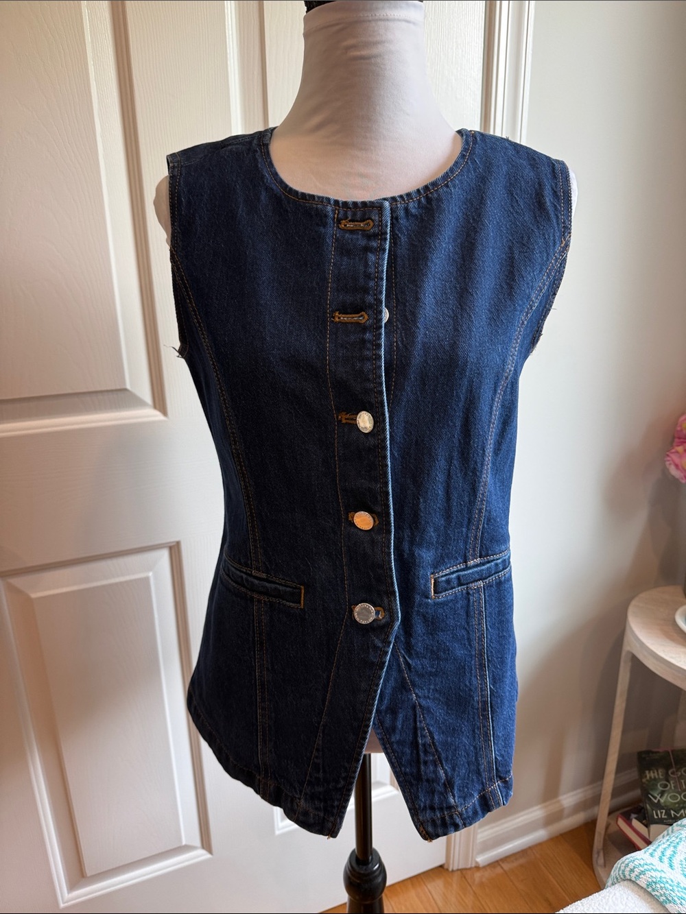 Ann Taylor Dark Blue Denim Sleeveless Vest